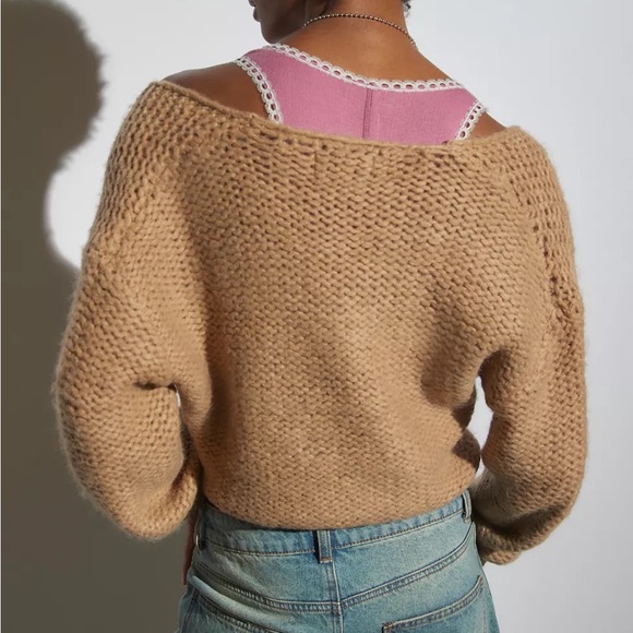 Wrap Cardigan - Urban Outfitters brown wool - Picture 3 of 4